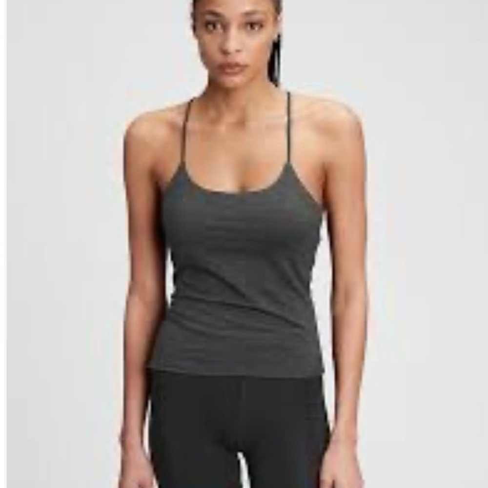 GapFit Brushed Tech Jersey Strappy Back Tank Top Size S Petite